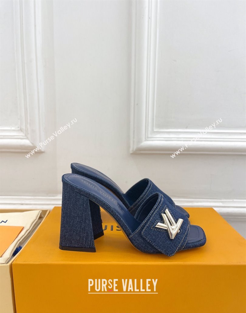 Louis Vuitton Shake Slide Sandals 9cm in Blue Denim 2024 0426 (MD-240426064)