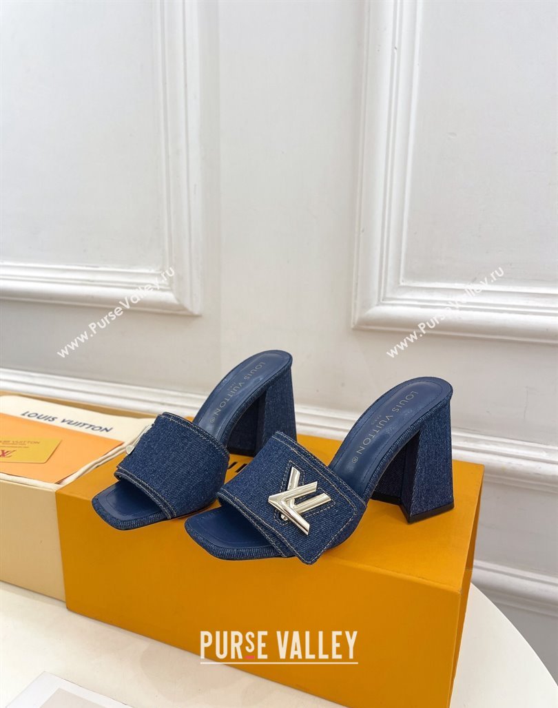 Louis Vuitton Shake Slide Sandals 9cm in Blue Denim 2024 0426 (MD-240426064)