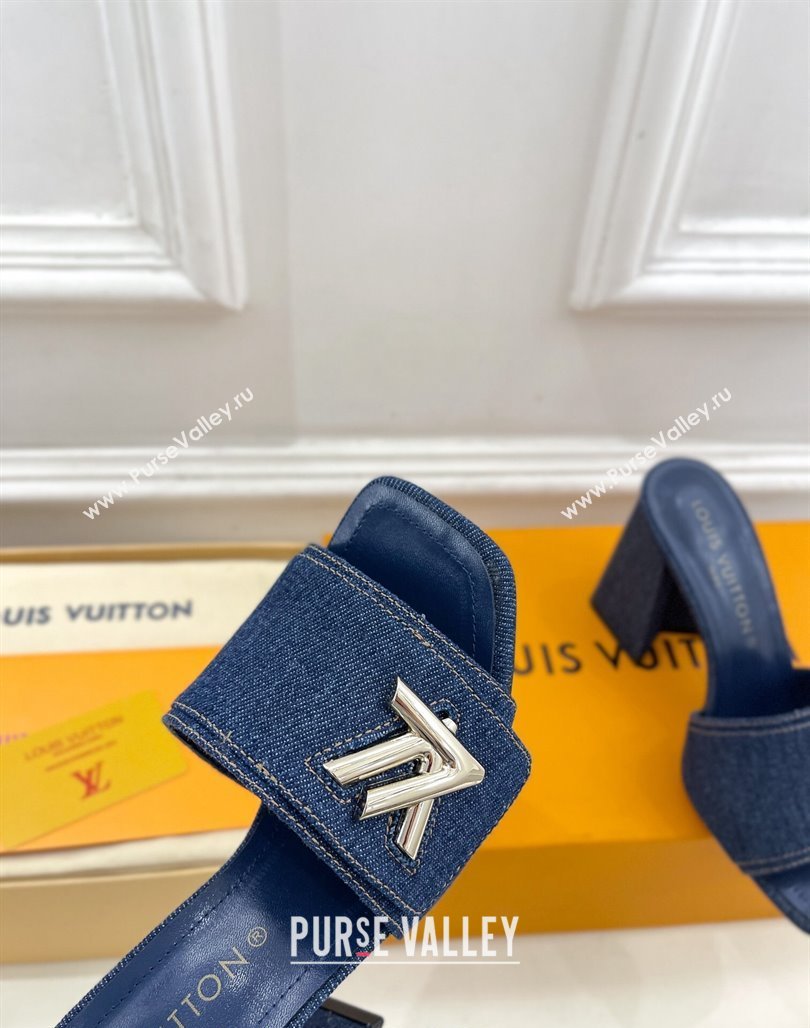 Louis Vuitton Shake Slide Sandals 9cm in Blue Denim 2024 0426 (MD-240426064)
