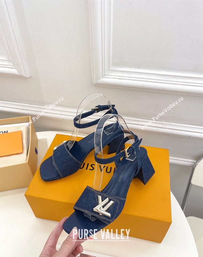 Louis Vuitton Shake Strap Sandals 5.5cm in Blue Denim 2024 0426 (MD-240426073)