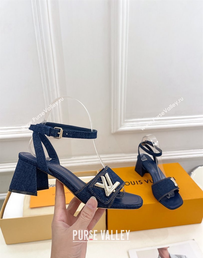 Louis Vuitton Shake Strap Sandals 5.5cm in Blue Denim 2024 0426 (MD-240426073)