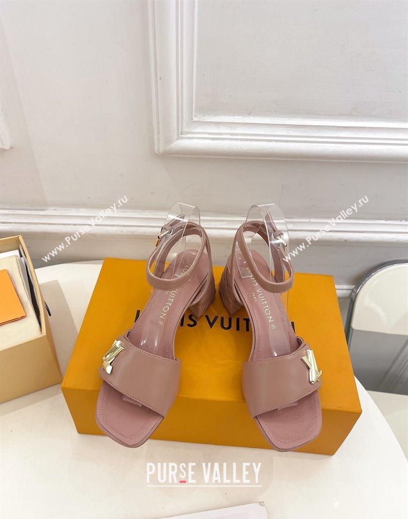 Louis Vuitton Shake Strap Sandals 5.5cm with Quilted Heel in Calfskin Nude 2024 0426 (MD-240426075)