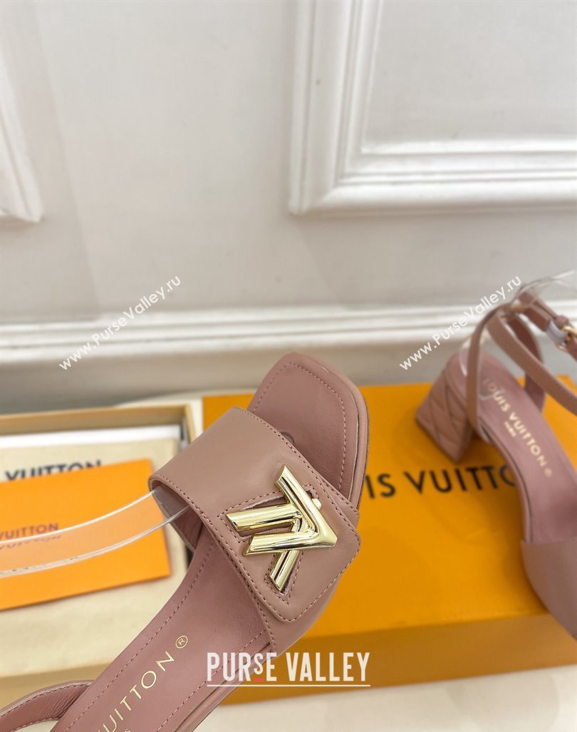 Louis Vuitton Shake Strap Sandals 5.5cm with Quilted Heel in Calfskin Nude 2024 0426 (MD-240426075)