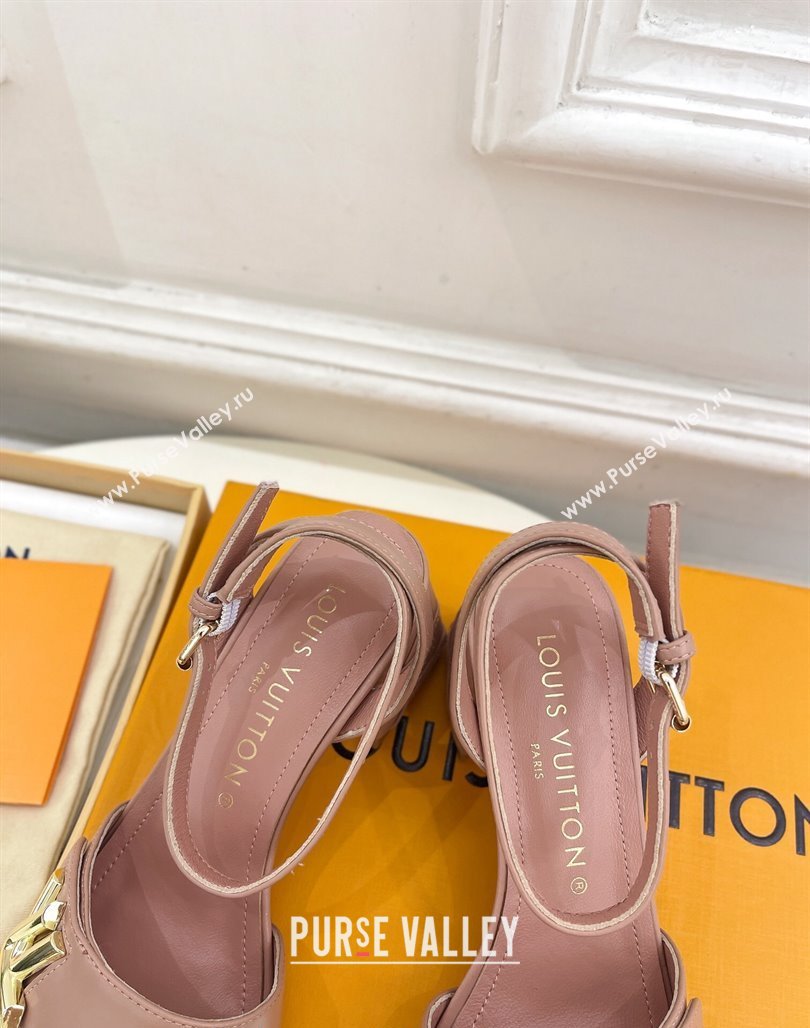 Louis Vuitton Shake Strap Sandals 5.5cm with Quilted Heel in Calfskin Nude 2024 0426 (MD-240426075)