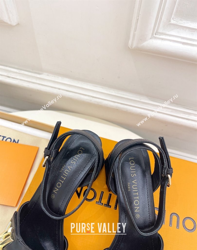 Louis Vuitton Shake Strap Sandals 5.5cm with Quilted Heel in Calfskin Black 2024 0426 (MD-240426076)