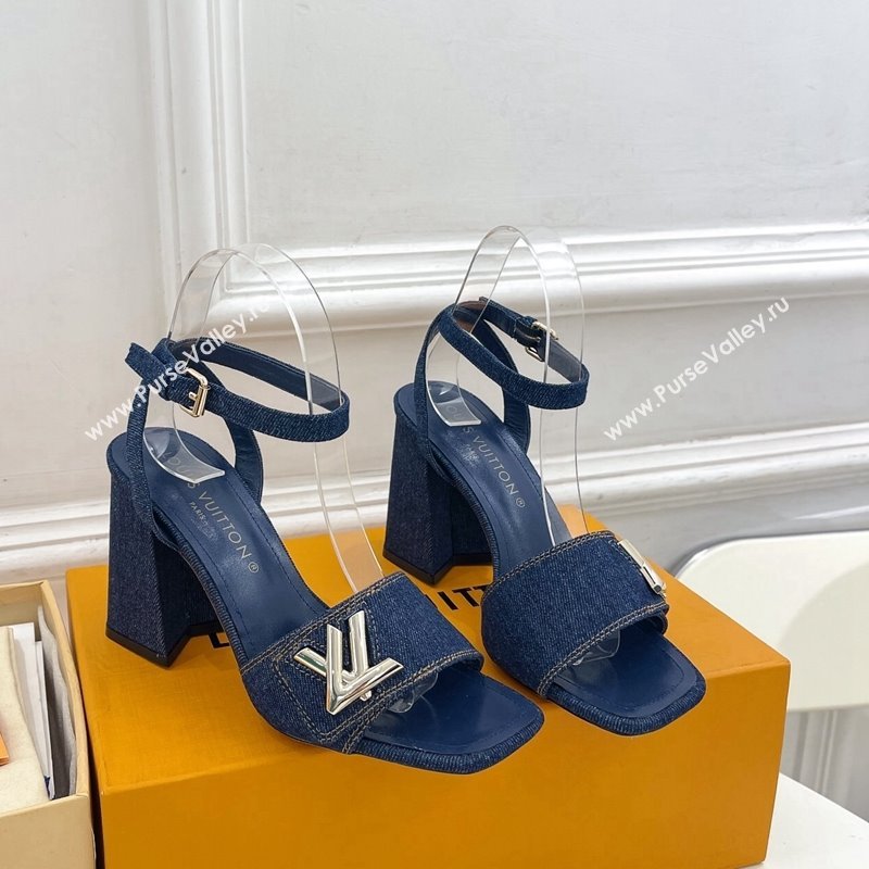 Louis Vuitton Shake Strap Sandals 9cm in Blue Denim 2024 0426 (MD-240426082)