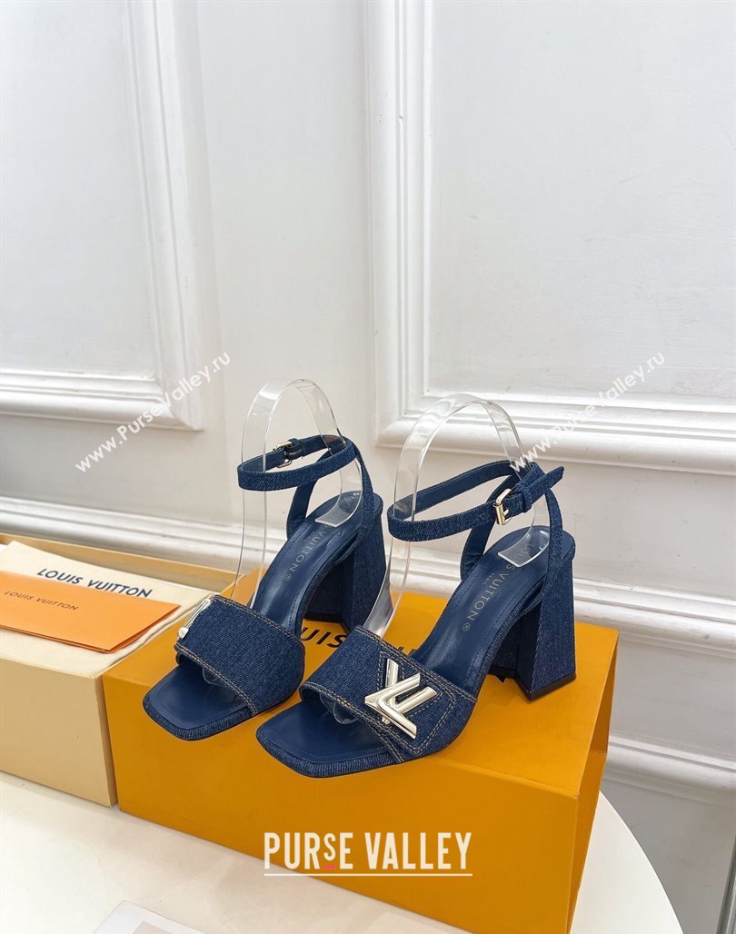 Louis Vuitton Shake Strap Sandals 9cm in Blue Denim 2024 0426 (MD-240426082)