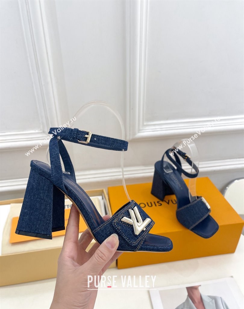 Louis Vuitton Shake Strap Sandals 9cm in Blue Denim 2024 0426 (MD-240426082)