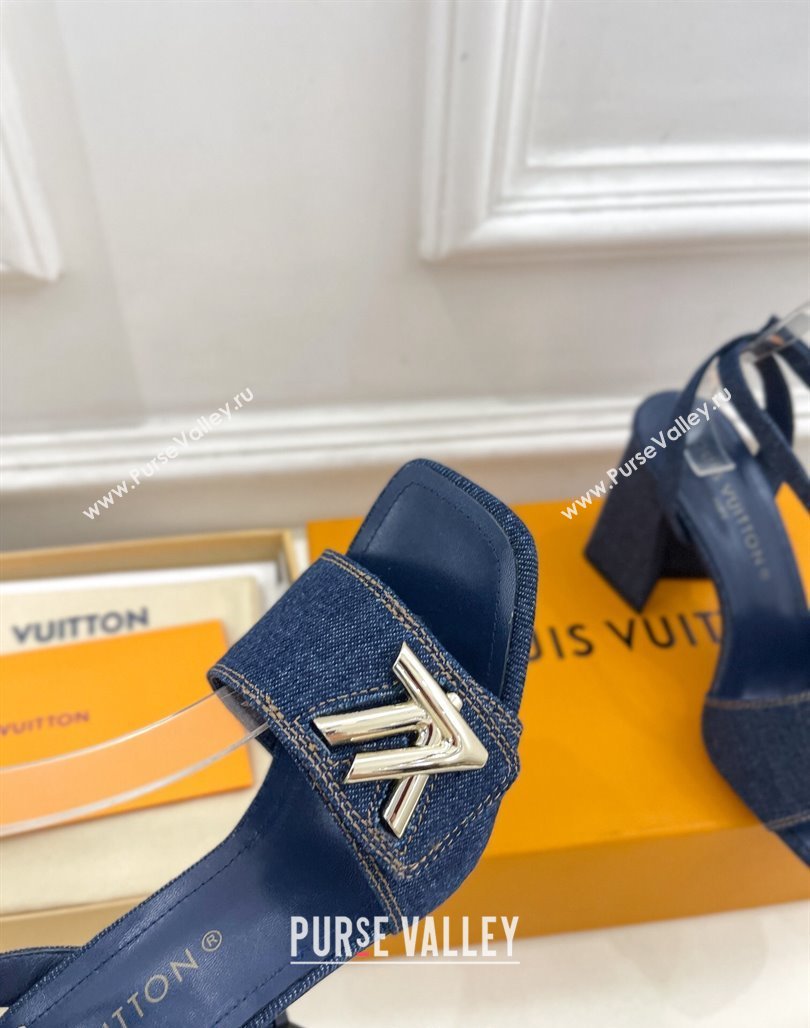 Louis Vuitton Shake Strap Sandals 9cm in Blue Denim 2024 0426 (MD-240426082)