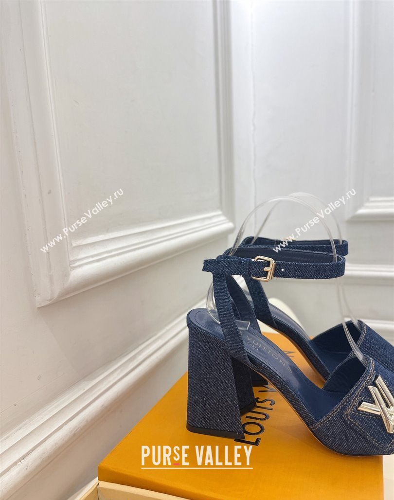 Louis Vuitton Shake Strap Sandals 9cm in Blue Denim 2024 0426 (MD-240426082)