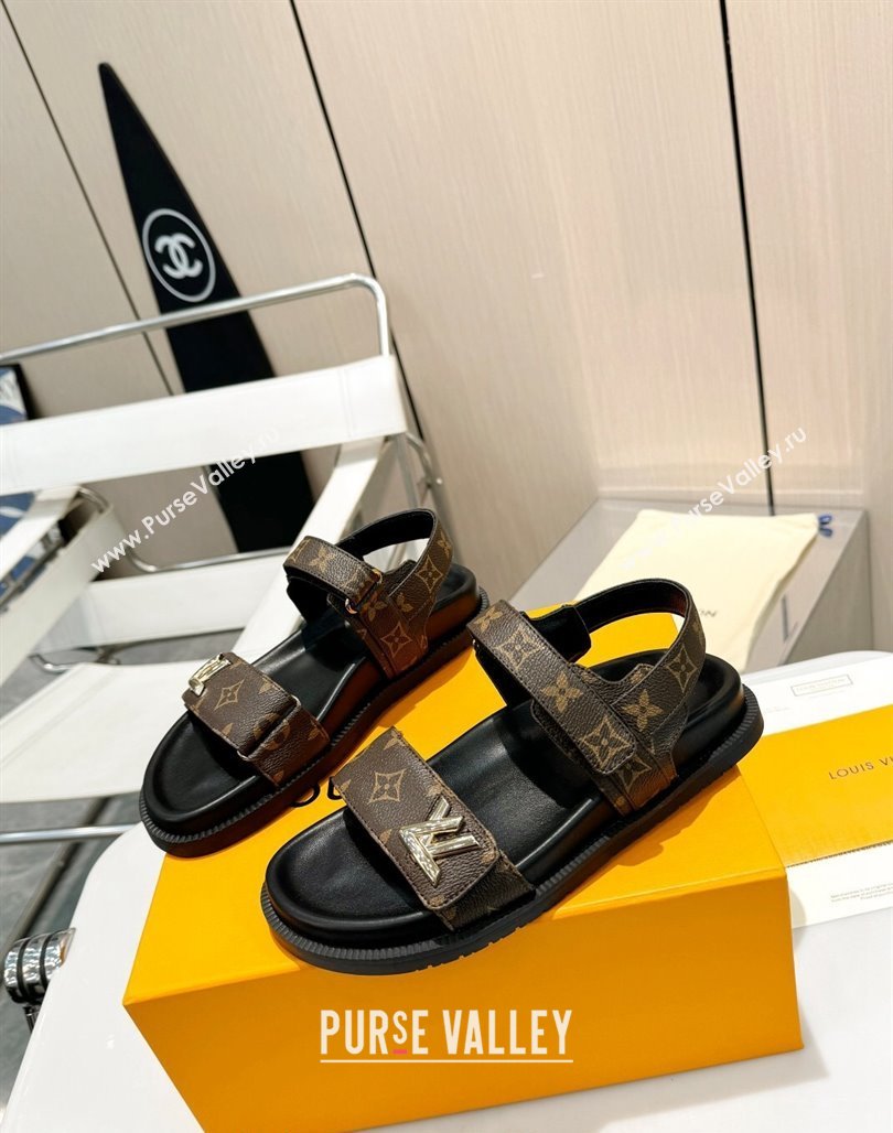 Louis Vuitton LV Sunset Flat Comfort Sandals in Monogram Canvas Brown 2024 0426 (MD-240426033)