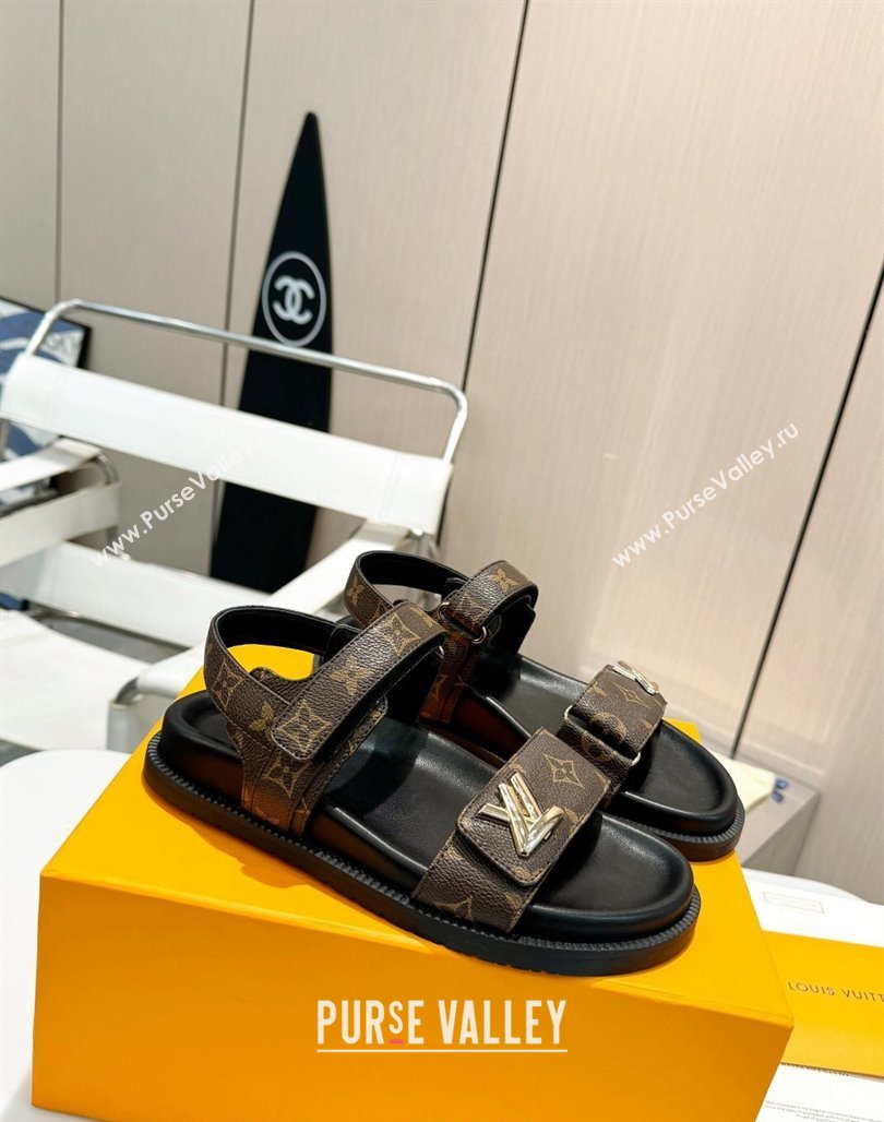 Louis Vuitton LV Sunset Flat Comfort Sandals in Monogram Canvas Brown 2024 0426 (MD-240426033)
