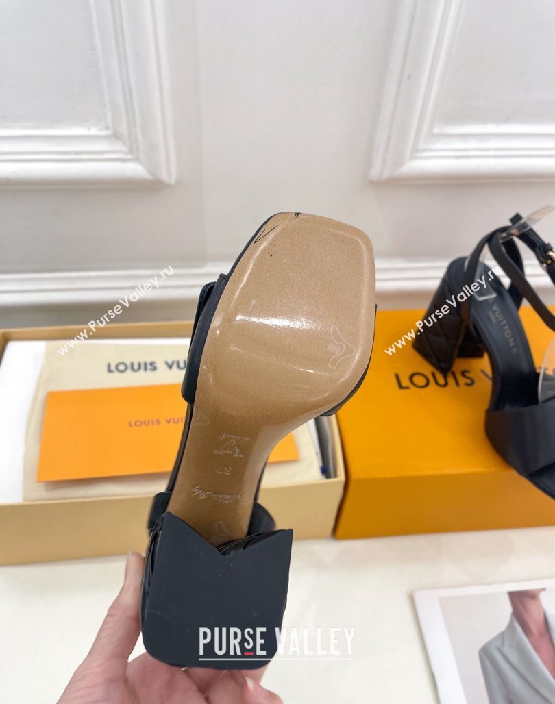 Louis Vuitton Shake Strap Sandals 9cm with Quilted Heel in Calfskin Black 2024 0426 (MD-240426085)