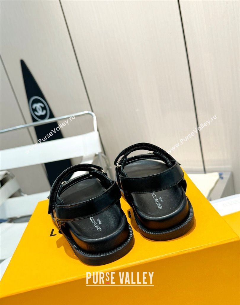 Louis Vuitton LV Sunset Flat Comfort Sandals in Calfskin Black 2024 0426 (MD-240426034)