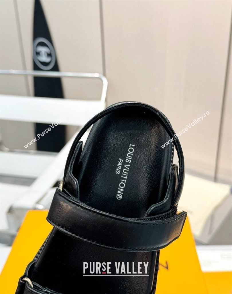 Louis Vuitton LV Sunset Flat Comfort Sandals in Calfskin Black 2024 0426 (MD-240426034)