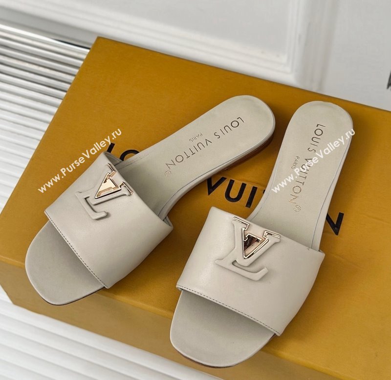 Louis Vuitton LV Capri Flat Slide Sandals in Calf Leather Grey 2024 (MD-240606118)