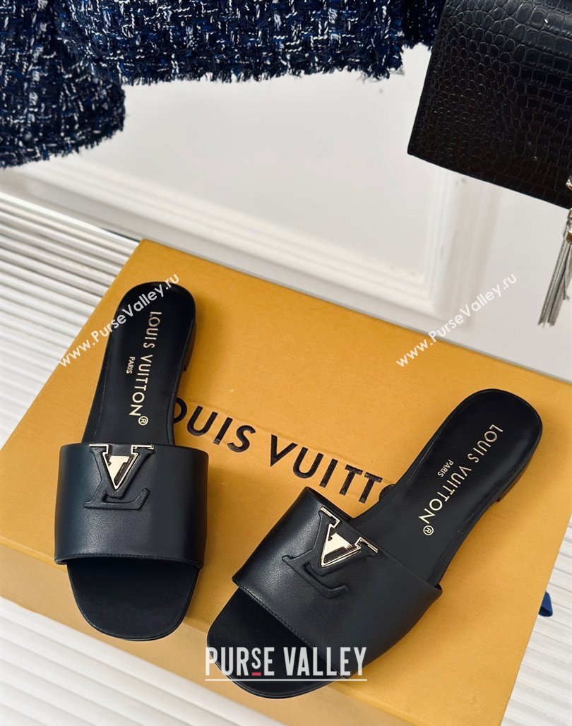 Louis Vuitton LV Capri Flat Slide Sandals in Calf Leather Black 2024 (MD-240426103)