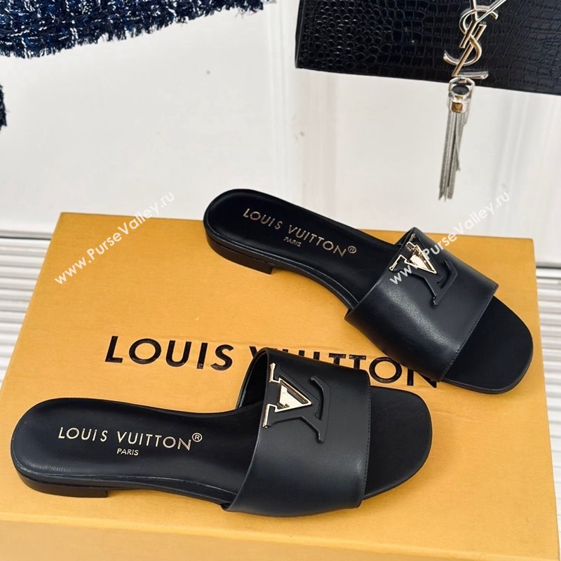 Louis Vuitton LV Capri Flat Slide Sandals in Calf Leather Black 2024 (MD-240426103)