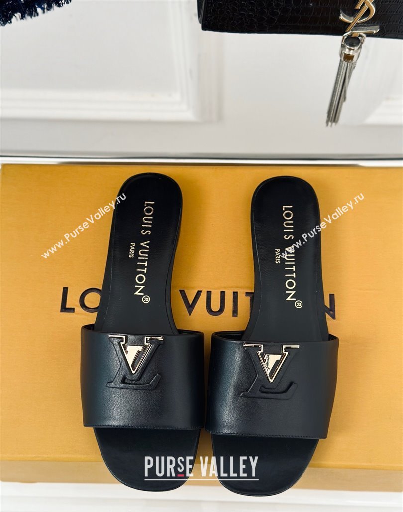 Louis Vuitton LV Capri Flat Slide Sandals in Calf Leather Black 2024 (MD-240426103)