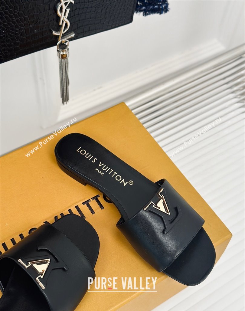Louis Vuitton LV Capri Flat Slide Sandals in Calf Leather Black 2024 (MD-240426103)