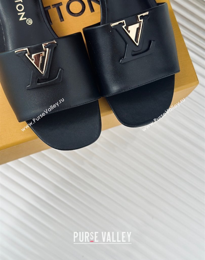 Louis Vuitton LV Capri Flat Slide Sandals in Calf Leather Black 2024 (MD-240426103)