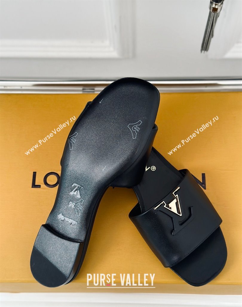 Louis Vuitton LV Capri Flat Slide Sandals in Calf Leather Black 2024 (MD-240426103)