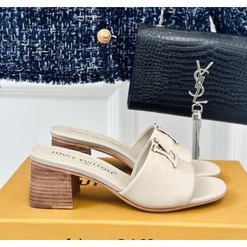 Louis Vuitton LV Capri Heel Slide Sandals 5cm in Calf Leather Grey 2024 (MD-240426105)