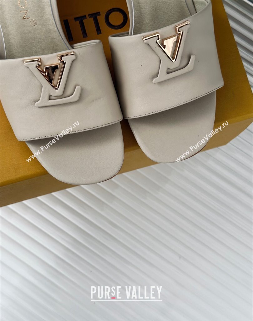 Louis Vuitton LV Capri Heel Slide Sandals 5cm in Calf Leather Grey 2024 (MD-240426105)