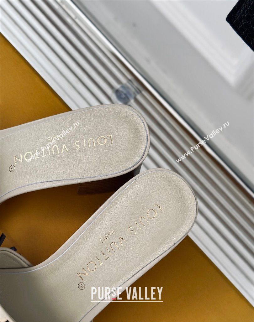 Louis Vuitton LV Capri Heel Slide Sandals 5cm in Calf Leather Grey 2024 (MD-240426105)