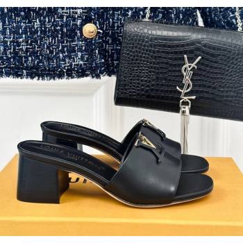 Louis Vuitton LV Capri Heel Slide Sandals 5cm in Calf Leather Black 2024 (MD-240426106)
