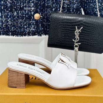 Louis Vuitton LV Capri Heel Slide Sandals 5cm in Calf Leather White 2024 (MD-240426107)