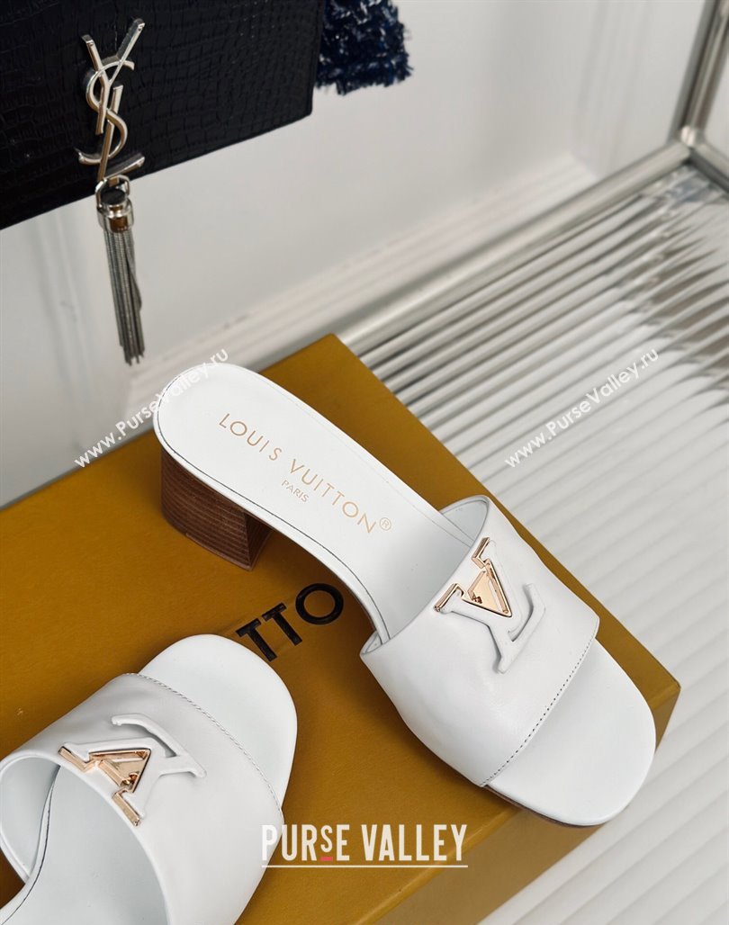 Louis Vuitton LV Capri Heel Slide Sandals 5cm in Calf Leather White 2024 (MD-240426107)
