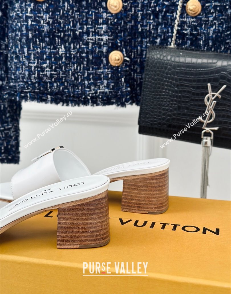 Louis Vuitton LV Capri Heel Slide Sandals 5cm in Calf Leather White 2024 (MD-240426107)