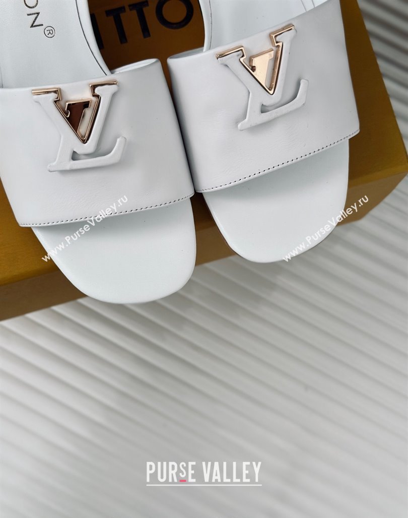 Louis Vuitton LV Capri Heel Slide Sandals 5cm in Calf Leather White 2024 (MD-240426107)