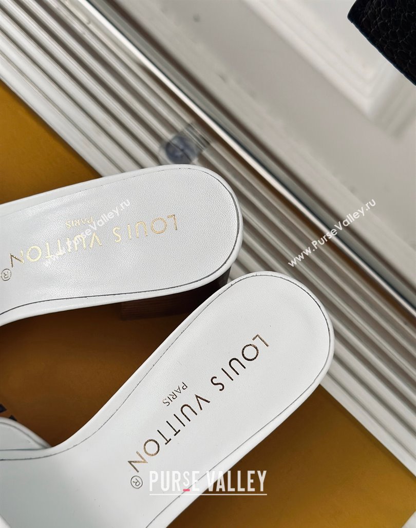 Louis Vuitton LV Capri Heel Slide Sandals 5cm in Calf Leather White 2024 (MD-240426107)