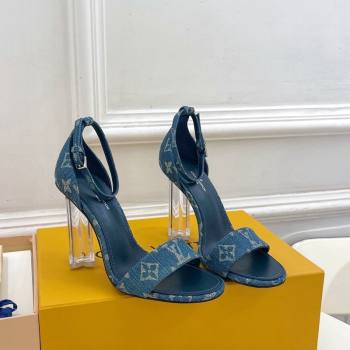 Louis Vuitton Blue Denim Sandals 10cm with Clear Heel 2024 0426 (MD-240426108)