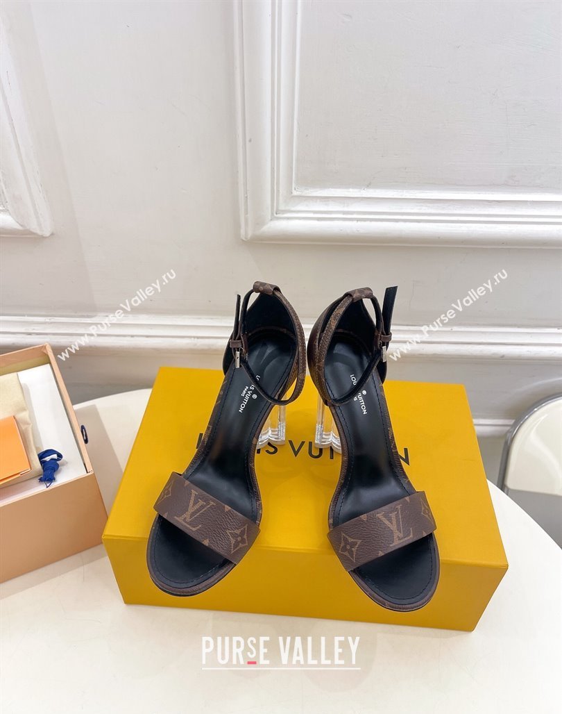 Louis Vuitton Monogram Canvas Sandals 10cm with Clear Heel 2024 0426 (MD-240426109)
