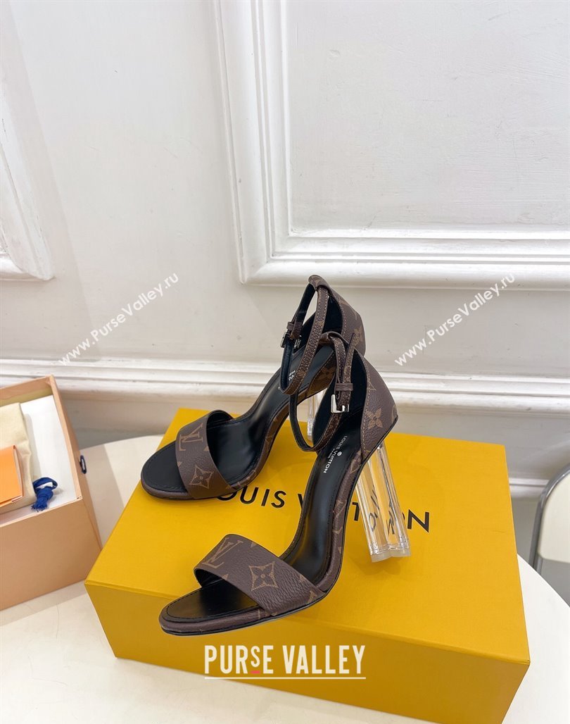 Louis Vuitton Monogram Canvas Sandals 10cm with Clear Heel 2024 0426 (MD-240426109)