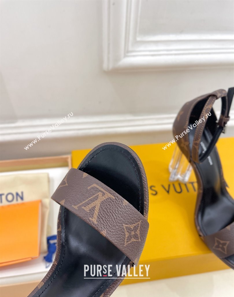 Louis Vuitton Monogram Canvas Sandals 10cm with Clear Heel 2024 0426 (MD-240426109)