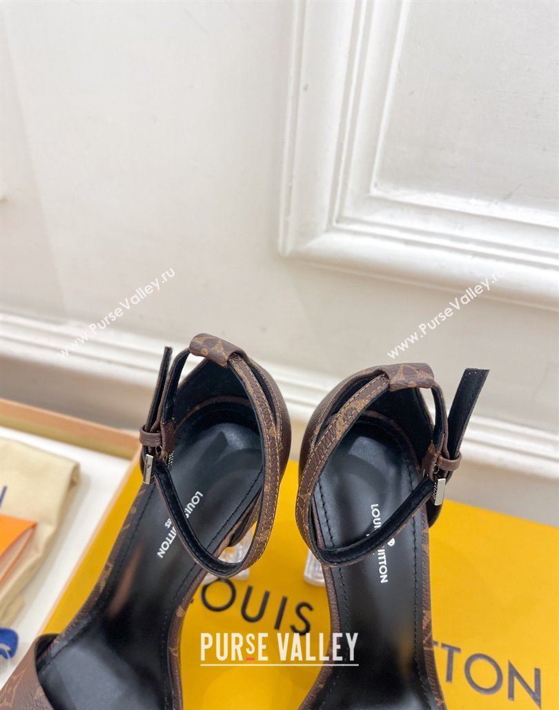 Louis Vuitton Monogram Canvas Sandals 10cm with Clear Heel 2024 0426 (MD-240426109)