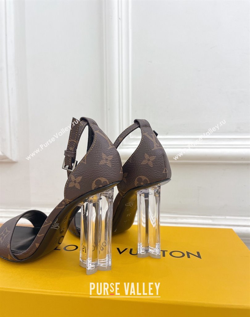Louis Vuitton Monogram Canvas Sandals 10cm with Clear Heel 2024 0426 (MD-240426109)