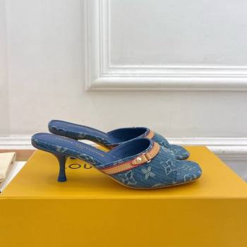 Louis Vuitton Neo Revival Heel Slide Sandals 5cm in Light Blue Monogram Denim 2024 (MD-240426111)