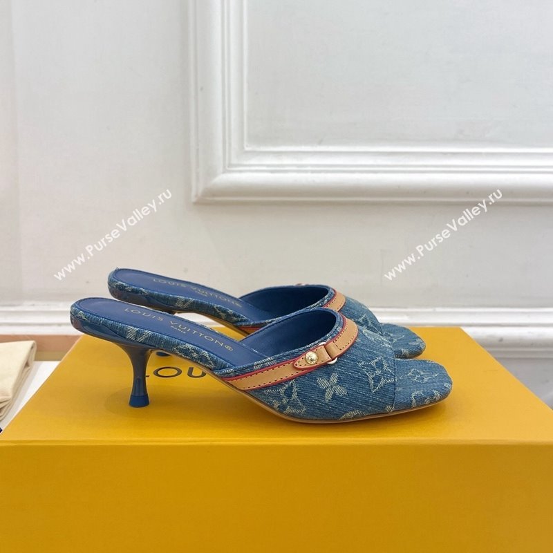 Louis Vuitton Neo Revival Heel Slide Sandals 5cm in Light Blue Monogram Denim 2024 (MD-240426111)