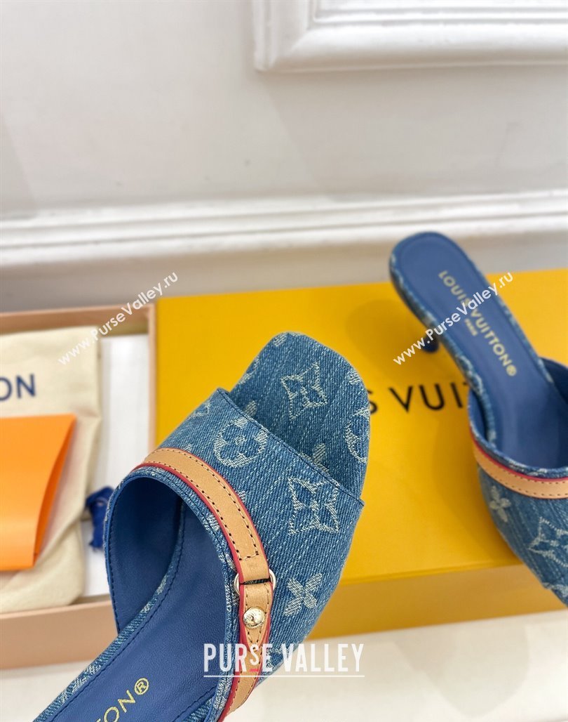 Louis Vuitton Neo Revival Heel Slide Sandals 5cm in Light Blue Monogram Denim 2024 (MD-240426111)