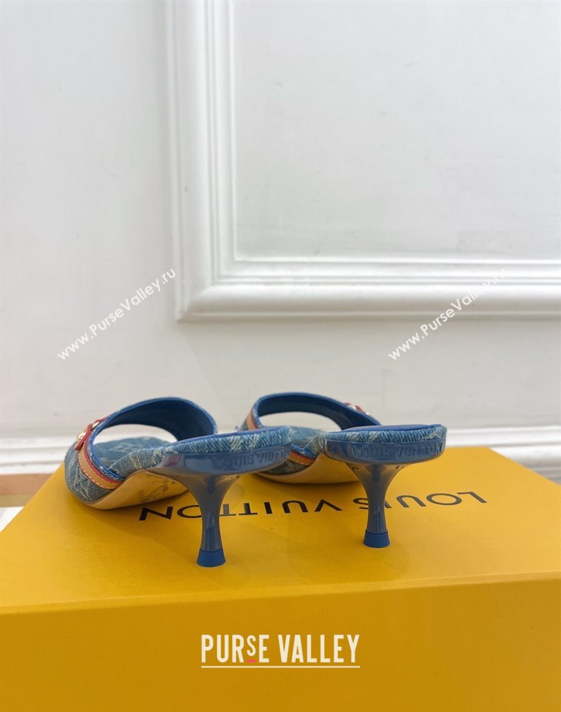Louis Vuitton Neo Revival Heel Slide Sandals 5cm in Light Blue Monogram Denim 2024 (MD-240426111)