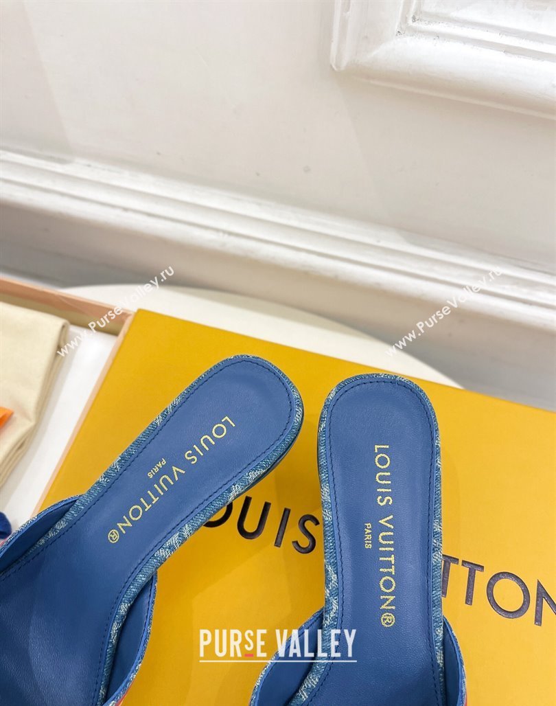 Louis Vuitton Neo Revival Heel Slide Sandals 5cm in Light Blue Monogram Denim 2024 (MD-240426111)