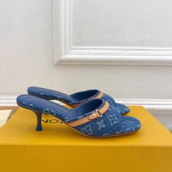Louis Vuitton Neo Revival Heel Slide Sandals 5cm in Dark Blue Monogram Denim 2024 (MD-240426112)