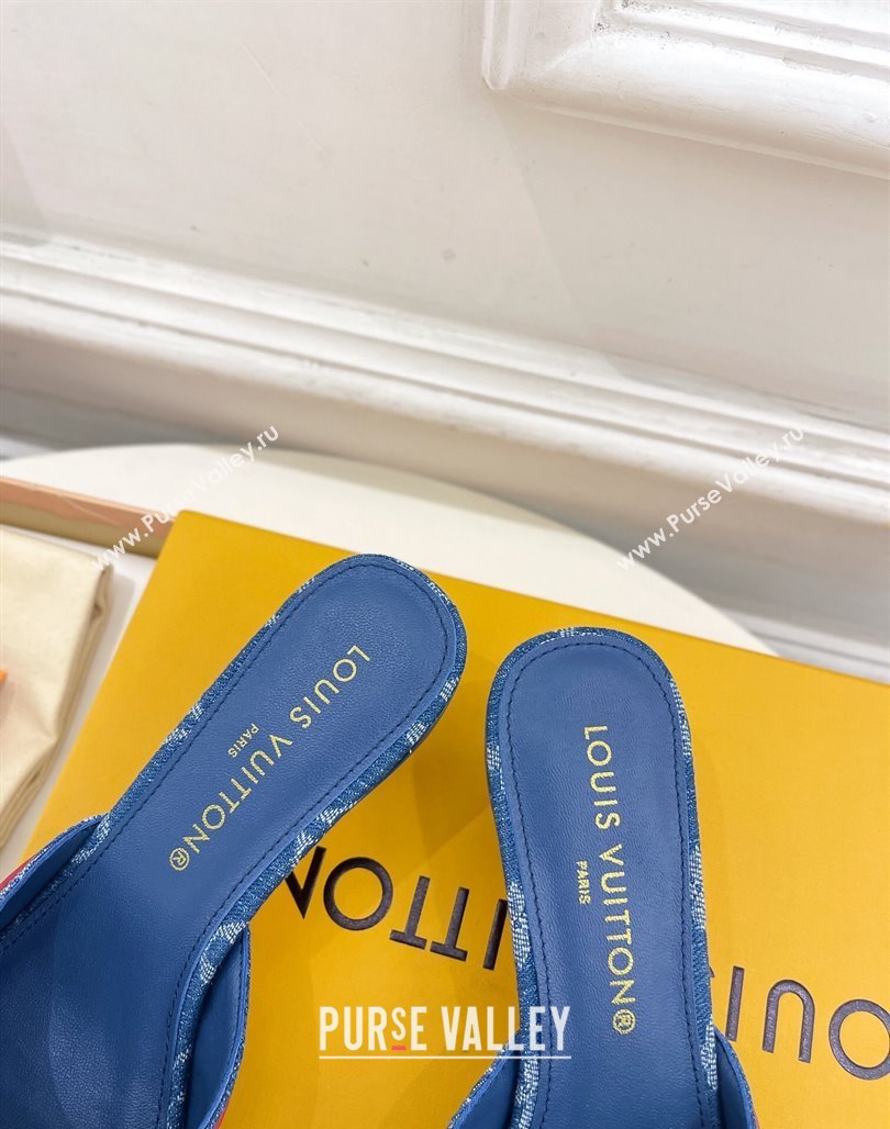 Louis Vuitton Neo Revival Heel Slide Sandals 5cm in Dark Blue Monogram Denim 2024 (MD-240426112)