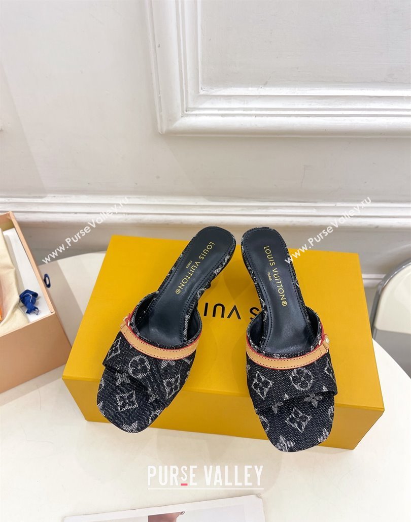 Louis Vuitton Neo Revival Heel Slide Sandals 5cm in Back Monogram Denim 2024 (MD-240426114)