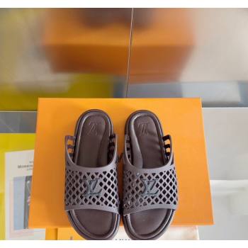 Louis Vuitton LV Waffle Flat Slide Sandals in Cut-outs TPU Dark Brown 2024 (MD-240426029)